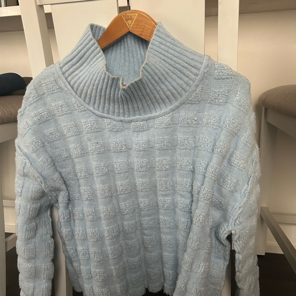 We The Free Blue Chunky Turtleneck Sweater